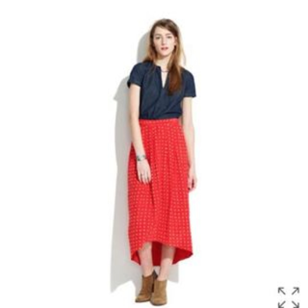 madewell hilltop maxi skirt in waterflower, silk